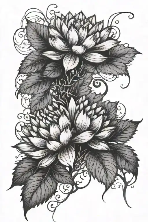 Long Bramble With Lotus Flower On It