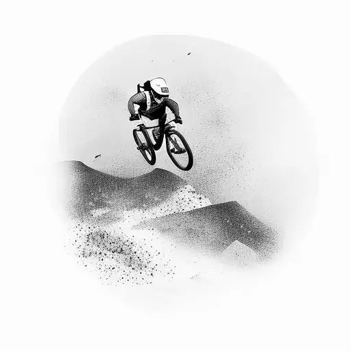 A Silhouette Of A Mountain Biker Conquering A Steep Downhill Descent
