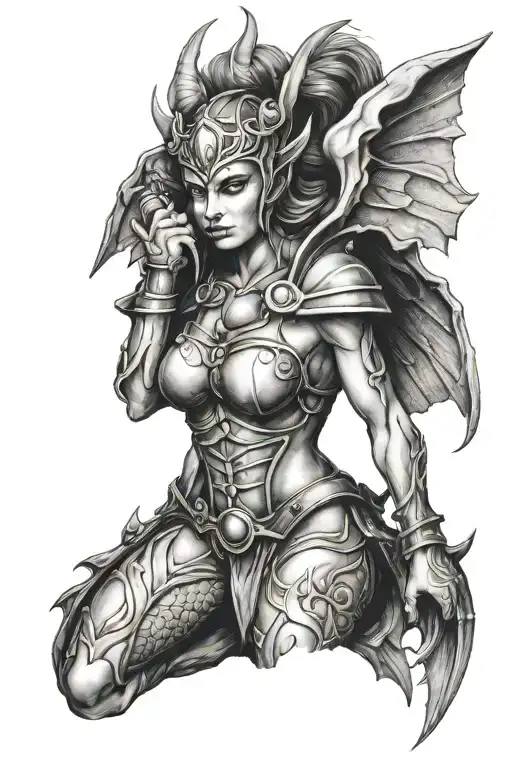 Angels And Demons Style Female Gargoyle Warrior