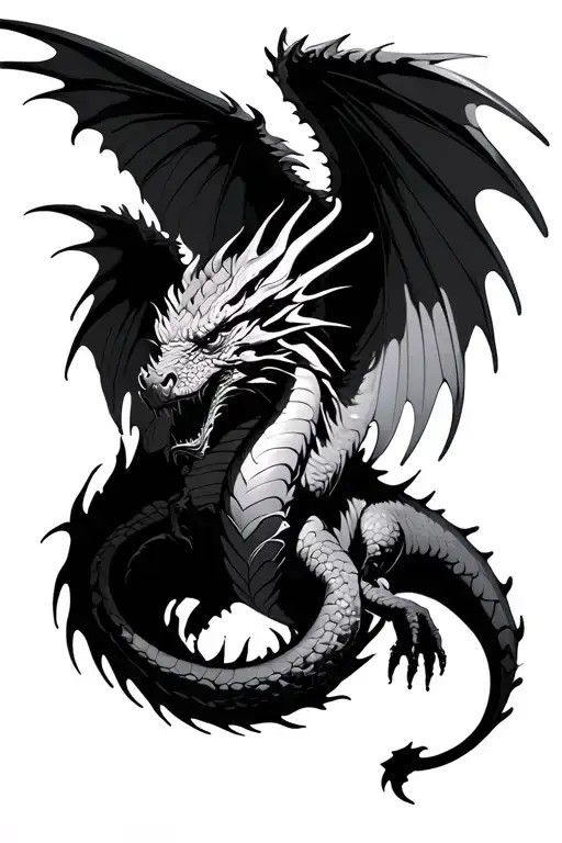 Angle Wings And Dragon Emerging