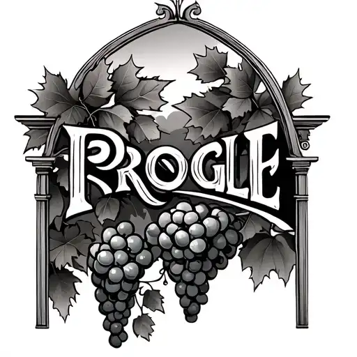 Word Progle In An Arch Plus Wine Grapes Growing In Napa