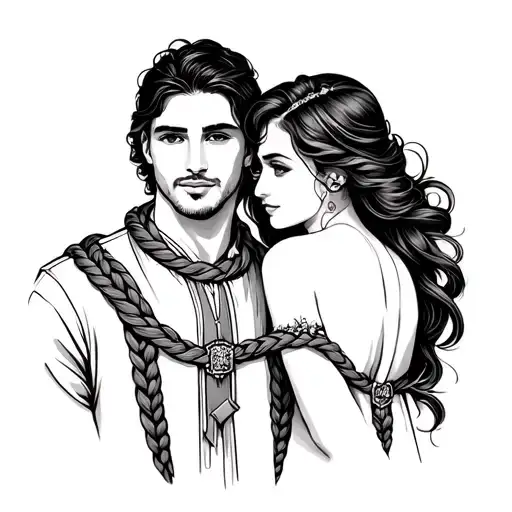 Triple Braided Cord Christian Husband And Wife Matching Tattoos For Left Arm