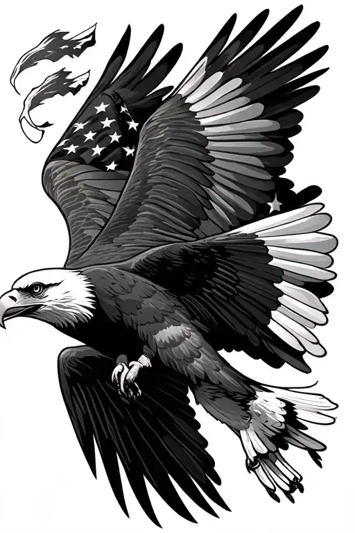 Bald Eagle Flying With Usa Flag