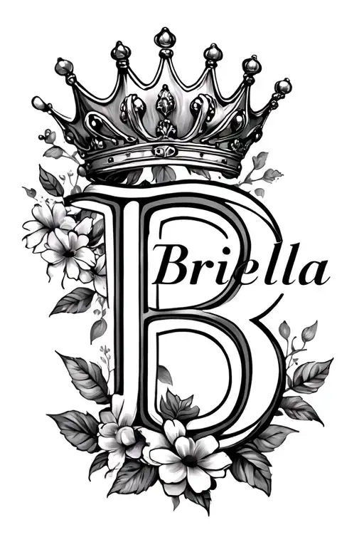 The Name Briella With A Crown Over The B As A Flower Based Sleeve
