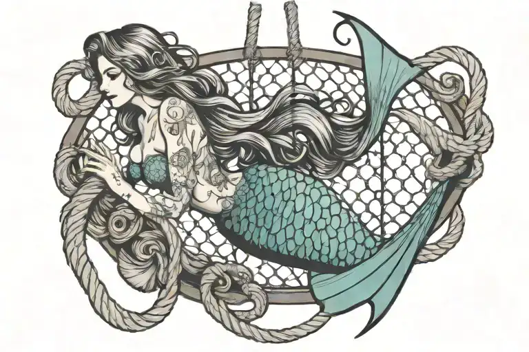 Mermaid Caught In A Net