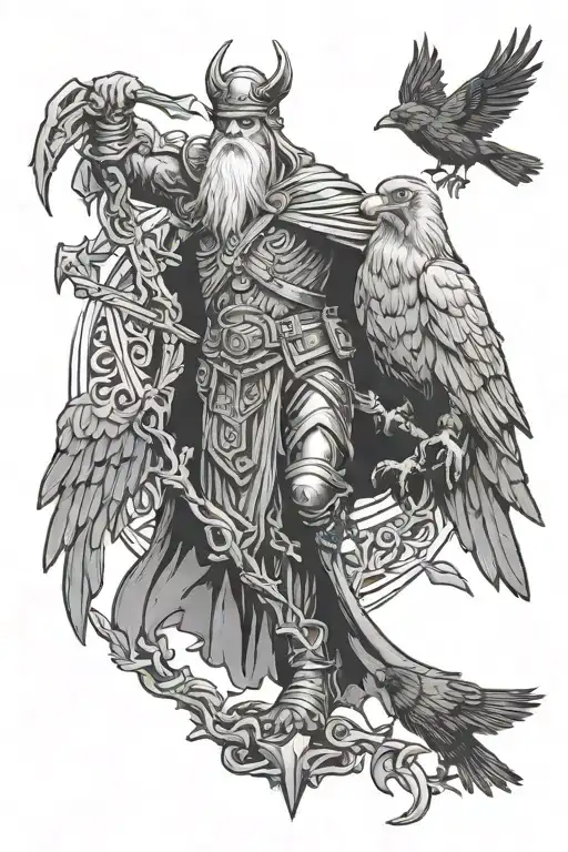 Odin And Crow Standing