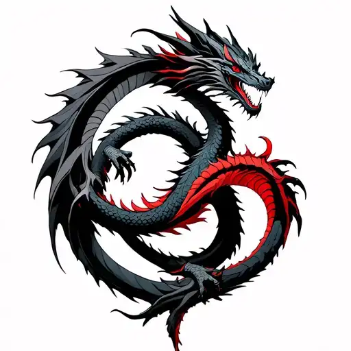 Small Simple Ouroboros Dragon With Red Tail