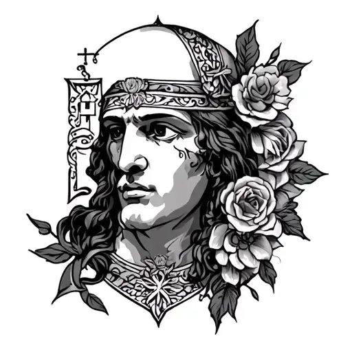 Neck Tattoo With Religious Theme