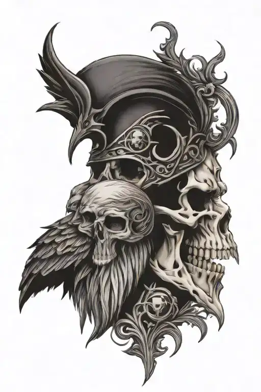 Odin And Crow Skull