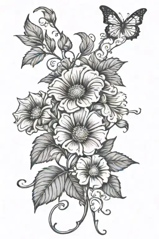 Aster And Morning Glory Vine