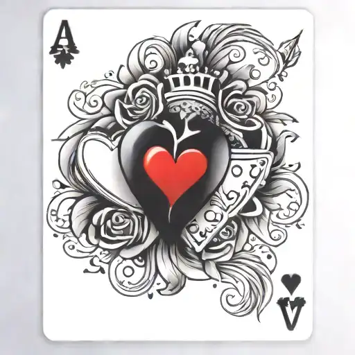 Rose And Ace Of Hearts Playing Card