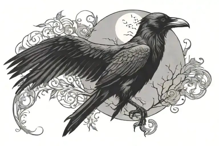 Raven And Moon