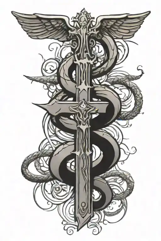 Christian Cross With A Snake