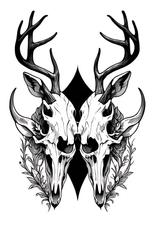 Deer Skulls Facing Each Other