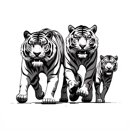 Tiger Dad And Sons Walking