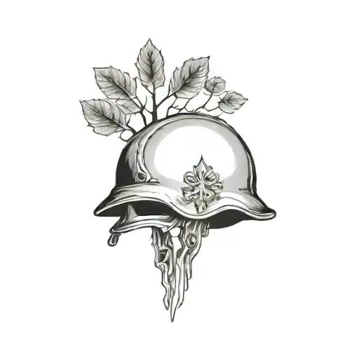 Word War 2 German Helmet Through Which A Tree Grew