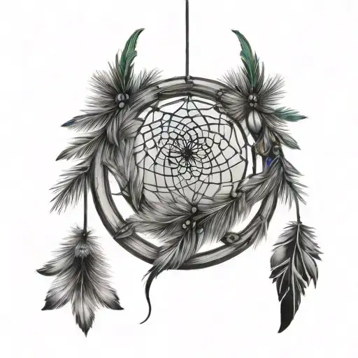 Douglas Fir Dreamcatcher With Names On Feathers Hanging