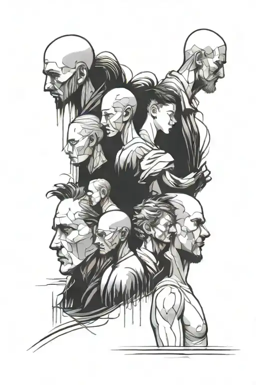 Faceless People Standing In A Line