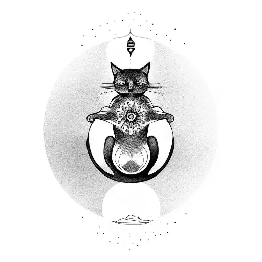 A Cat Silhouette Meditating In A Yoga Pose