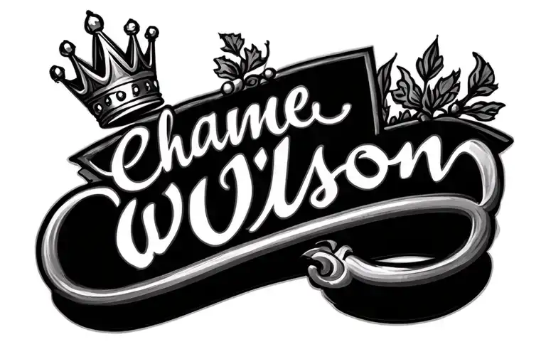 Cursive Name Chance Wilson With A Crown Over The C