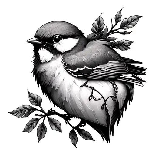 Stitched Heart With Small Bird