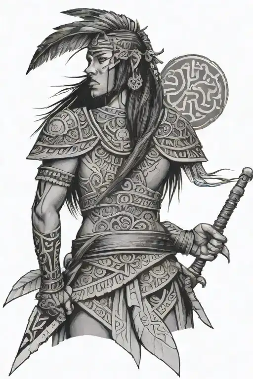 Filipono Woman Warrior Facing The Back