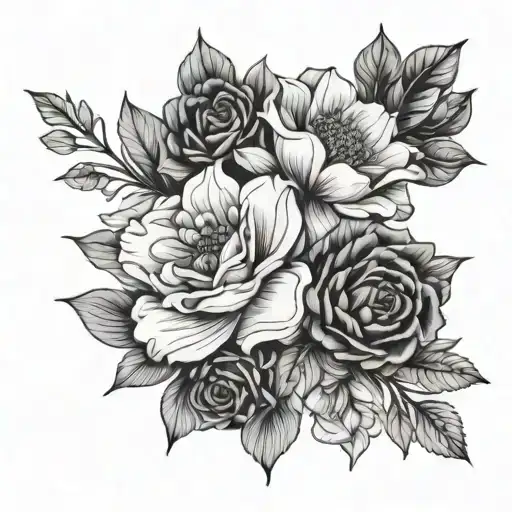 Line Art Flower Bouquet