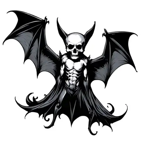 Bat Flying With Skull Between His Wings