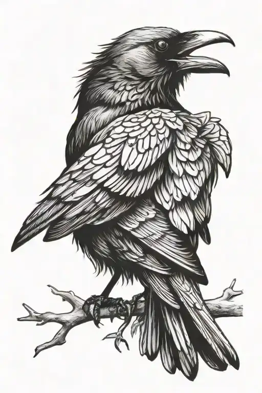 Crow Perched On Semicolon Incorporated Representing