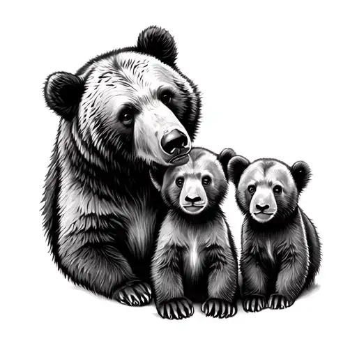 Mama Bear And 2 Cubs