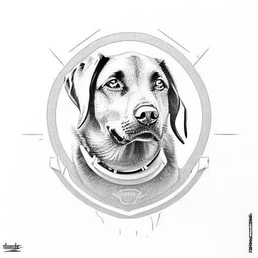 Black Labrador Beside A Motorcylce With A Swmall Wren