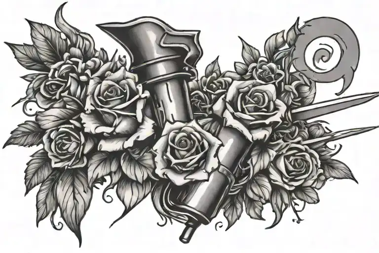 Juice Wrld Large 999 With Flowers And A Sword Going Through It