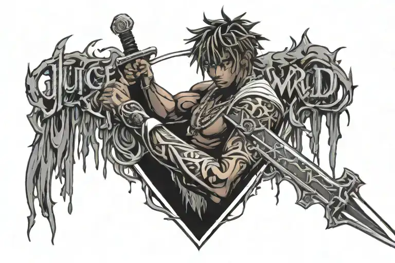 Juice Wrld Large 999 With A Sword Going Through It The Numbers