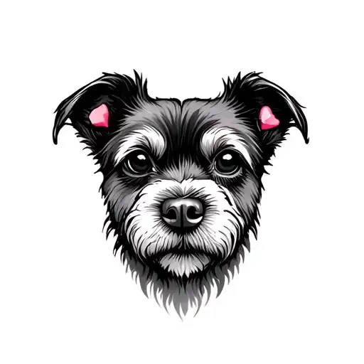 Dog Ear Contour With Heart Nose Print