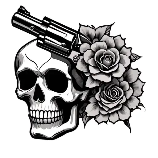 Sugar Skull With Revolver