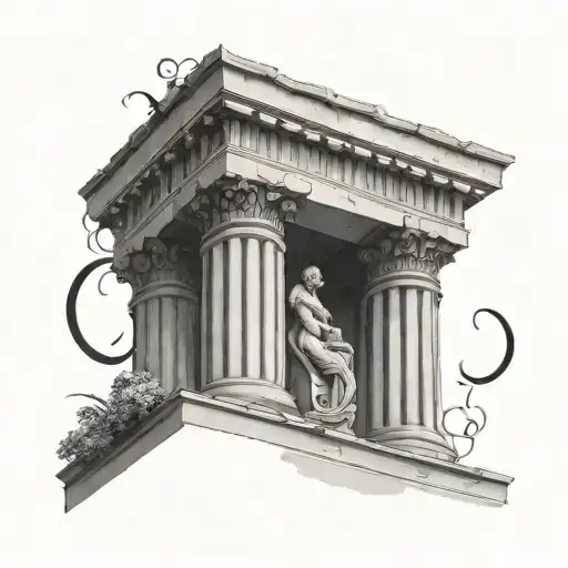 Omega Symbol On Top Of A Greek Column