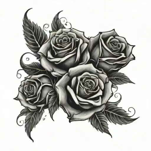 Black Roses With Flames Left Arm