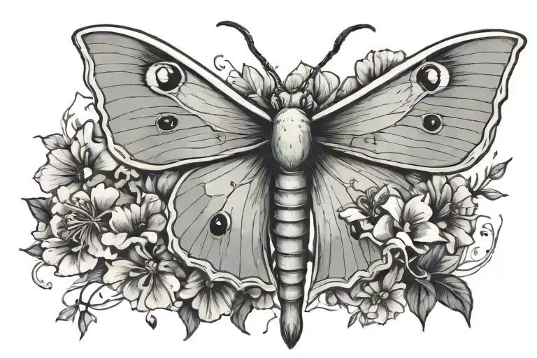 Luna Moth With Flowers