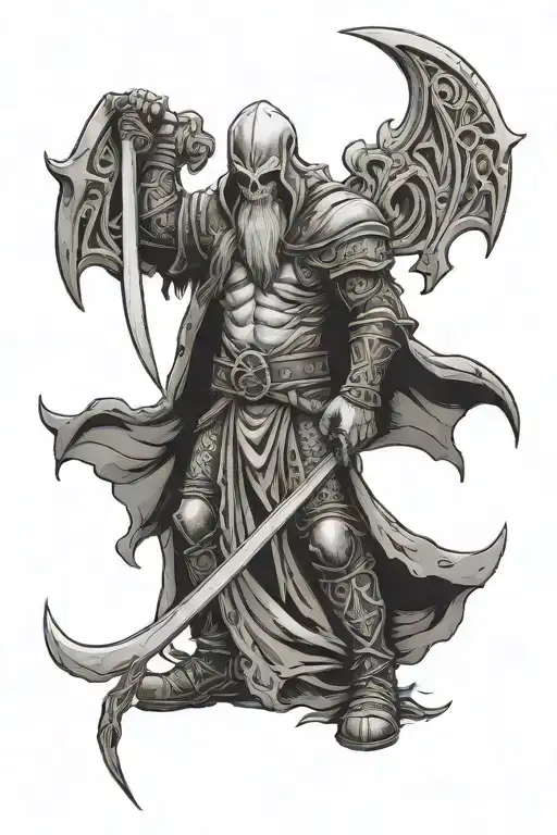 Viking Grim Reaper Holding A Scythe
