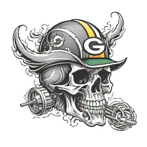 Green Bay Packers Skull With Smoke Billowing