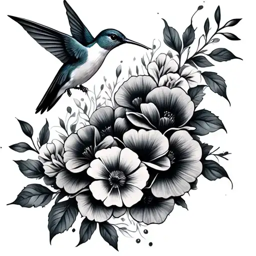 Wrap Around Flowers W Hummingbird