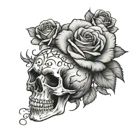 Rose And Skull Wearing
