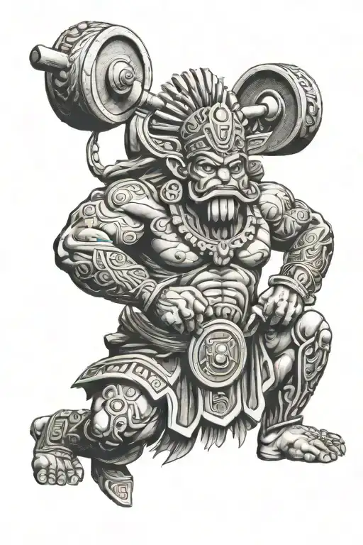 Mayan God Lifting Weights