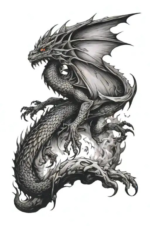 An Smokey Night Sky With A Small Dragon Flying