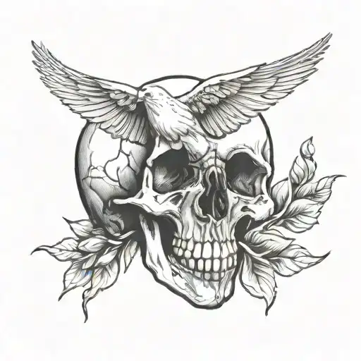 Dove Partially Covering Skull