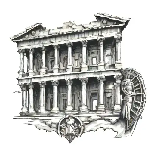 Greeks With Roman Coliseum