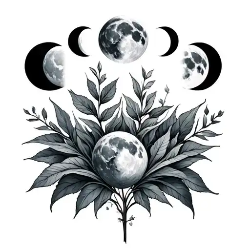 Pathos Plant On Sternum And Chest With Moon Phases