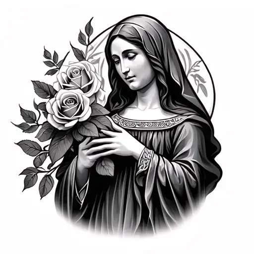 Mother Marry Holding A Rosery