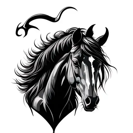 Taurus And Horse Minimalist Tattoo Design