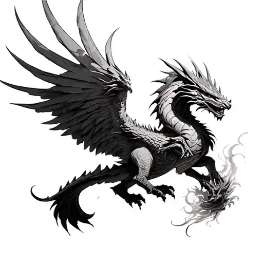 A Phoenix Being Reborn As A Dragon Flying